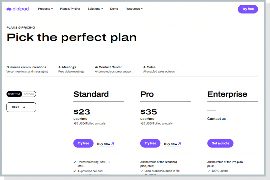 Dialpad Monthly Pricing