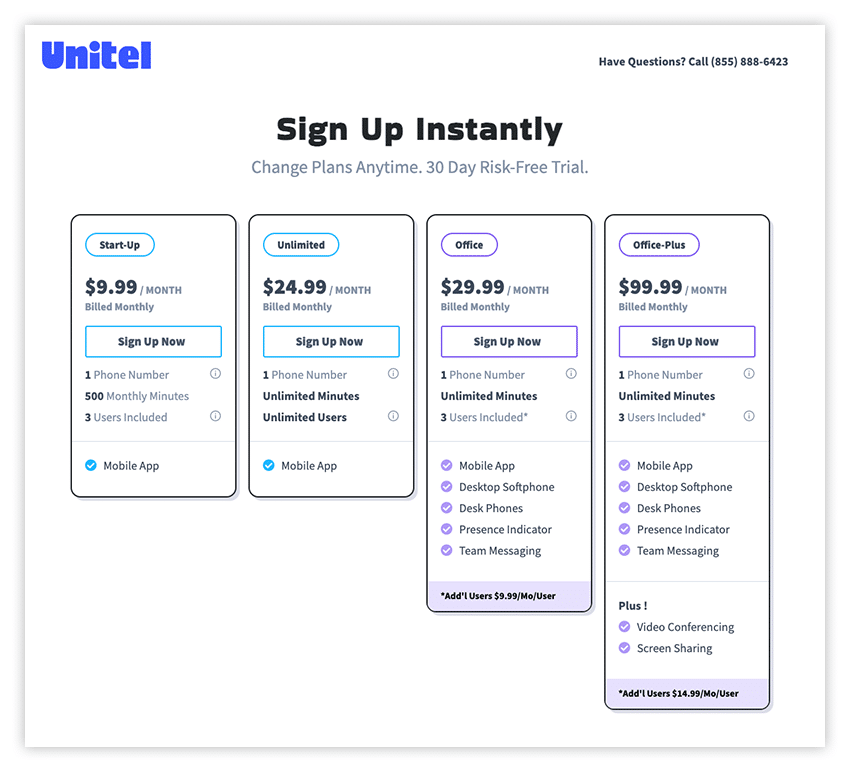 Unitel Plans & Pricing